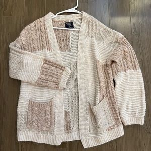 Abercrombie Blush Pink and Cream Knitted Cardigan